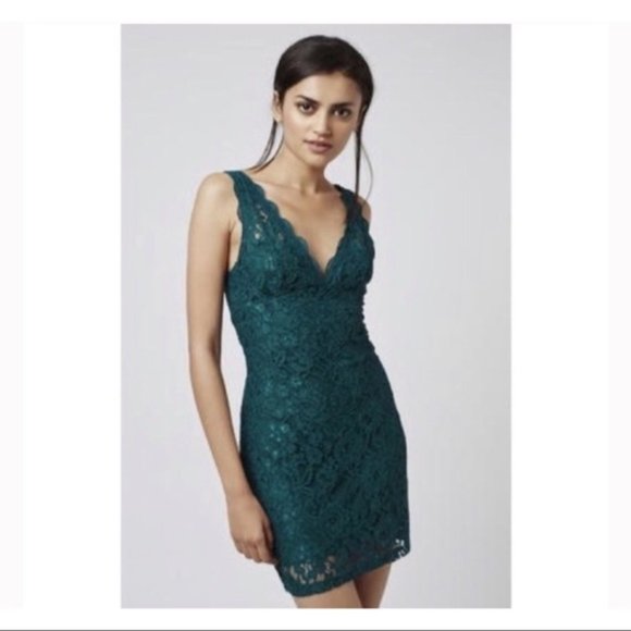 topshop green lace dress
